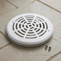 8-Inch Main Drain Cover ABS Plastic Round Pool Drain Cover White Screw-Fixed