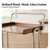 mid-centurymid-century-modern design 2-Tier Rolling End Table With casters 2-Tier Rolling Cart Retro Design Utility Trolley Multi-Functional for Homeowners, Apartment Dwellers, Students, Living Room, Bedroom, Small Spaces, Home Office