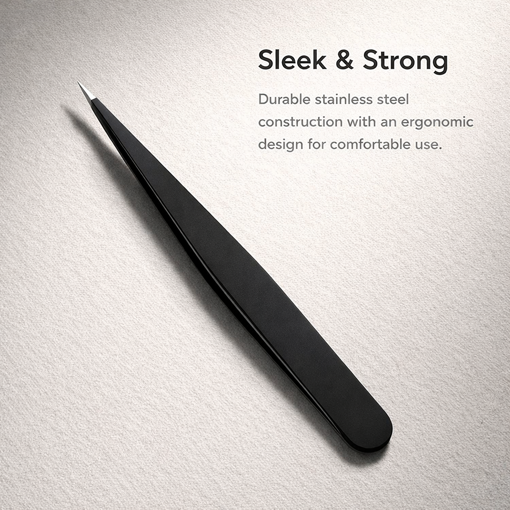 Stainless Steel exact Tweezer Set with Slant Tip, Professional Facial Grooming and Makeup Application Tool for Eyebrow Hair Removal