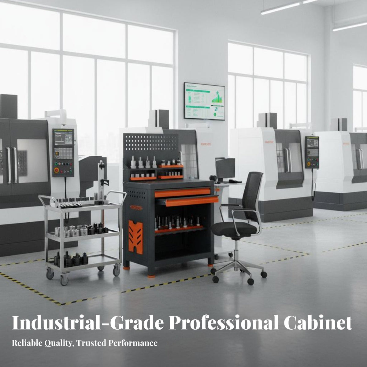 Heavy Duty Machining Center Tool Station 1200kg Load Capacity BT40 Tool Holder Cart Reinforced Steel Construction Workshop Equipment 3.0mm Thickened Panel for Machinists, Factory Workers, Warehouse, Garage