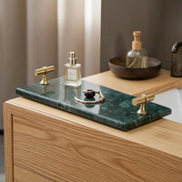 Marble Tray with Handles Multifunctional Tray with Gold Handles for Vanity, Washroom Counter, Hotel