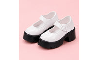 School Shoes Buckle Strap Elevated Sole Doll Shoes Rounded Toe