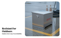 Heavy-Duty Fire Fighting Sandbox Rust-Proof Outdoor Emergency Storage Box Resistant Stainless Steel Utility Chest on Wheels Reinforced Structure for Construction Site Managers, Gas Stations, Underground Garages, Warehouses, Public Areas