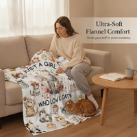 Flannel Cat Lover Blanket for Girls, Living Room Bedroom Sofa Throw