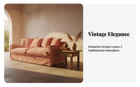 Corduroy Upholstered Couch Removable and launderable Cover Corduroy Three-Seater Sofa French Retro Aesthetic Living Room Seating for Homeowners, Families