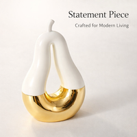 Living Room Decor Ceramic Fruit Sculpture with Gold Plating, Luxury Pear Figurine for Entryway Display and Shelf Decoration