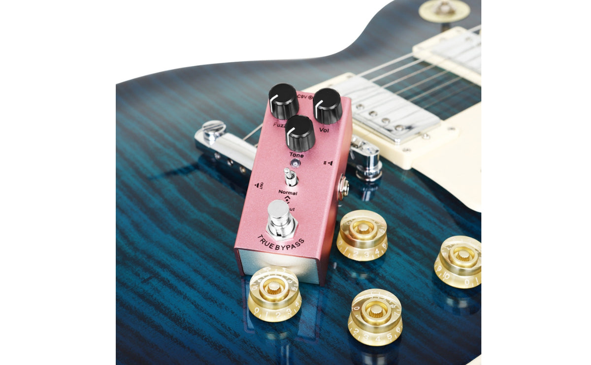 Electric Guitar Fuzz Pedal Pink Shiny Finish Guitar Fuzz Pedal Aluminum Alloy Instrument Accessory