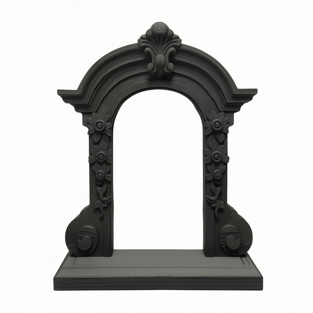 Gothic Design Dollhouse Miniature Arched Window Molded Frame Decorative Window Prop Floral Relief Arched Scene Display