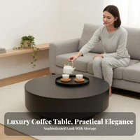 2 Pieces Round Nesting Table Set Light Luxury aesthetic Nesting Drum Tables Sintered Sta Top Household Furniture for Apartment Dwellers, Office, Bedroom