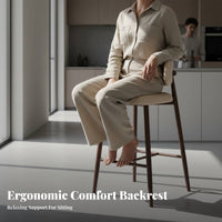 Modern Design Upholstered High Stool with Low Back Built-in Footrest Counter Chair Sturdy Construction Home Furniture Padded Seat for Adults, Homeowners, Business Owners, Bar, Front Desk, Cafe, Eatery