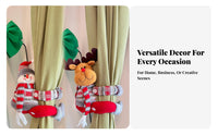 Santa Yuletide Figure Hanging Artistically Designed Design Fuzzy Material Character Curtain Holder Soft Textile Fuzzy Material Curtain Holder