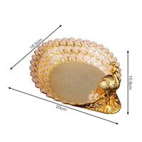Metal Peacock Snack Tray Scalloped Decorative Peacock Tray Textured Serveware Sturdy