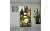 Humidifying Rockery Waterfall Fountain Acts as Humidifier Feng Shui Water Wheel Fountain Natural Landscape Design House Decoration Mini Aquarium for Business Owners, Office, Living Room, Reception Area, Entryway