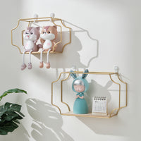 Iron Wall Shelf No-Drill Hanging Storage Rack for Living Room Bathroom Decor