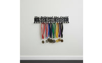 Metal Medal Hanger Rack Easy Installation Wall Mounted Medal Holder Motivational Slogan Athletic Awards Awards Display for Runners, Kids, Living Room