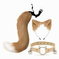 Feline Ears and Tail Set Soft Feline Ears Headband and Tail Set Soft-Textured Animal Costume Accessories for Festivals