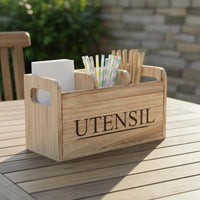 Wooden Cutlery Box Easy to Clean Wooden Utensil Holder Large Capacity Multi-Compartment Utensil Organizer for Buffet, Party