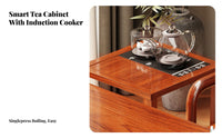Space-Saving Design Gongfu Tea Table with Chairs Built-in Storage Rack Household Furniture Modern Chinese Design Home Furnishings Thickened Tabletop for Apartment Dwellers, Homeowners, Away Ice Managers, Balcony, Small Areas, Living Room