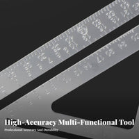 Carpentry Triangle Ruler High Precision Efficient Angle Square Multi-Functional Aluminum Alloy Try Square for Carpenters, Builders, Framing, Roofing