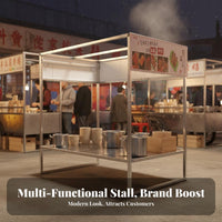 Tricycle Food Stall Rack High-Strength Steel Frame Street Mobile Kitchen Shelf Multi-Functional Tricycle Display Shelf for S, Sidewalks