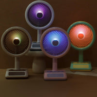 Desk Fan with Night Light Adjustable Electric Fan with Three-Level-Speed for Office Workers, Students, Nightstand, Dorm Room