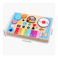 Educational Piano Busy Board Child-Safe Wood Wooden Piano Board Develops Fine Movement Skills Musical Sensory Toy Enhances Hand-Eye Coordination for Toddlers