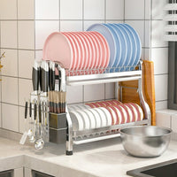 Kitchen Dish Rack and Countertop Dish Rack, Stainless Steel Plate Rack and Bowl Rack with Removable Tray, Clean-line kitchen Sink Organizer