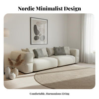 3-Seater arcd Sofa Wabi-Sabi aesthetic frameless cushiony Sofa Small Space suitable for Couch for Apartment Dwellers, Young Adults, Living Room, Bedroom, Office