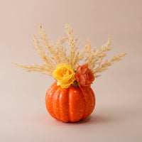 Fall Artificial Pumpkin Centerpiece Harvest Pumpkin with Flowers Autumnal Tabletop Decor Seasonal for Thanksgiving