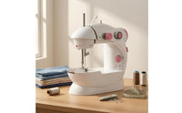 Built-in Light Mini Electric Sewing Machine Foot Pedal Desktop Sewing Machine Metal Hook Craft Tool Spare Bobbins
