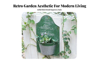 Metal Hanging Planter Embossed Lettering Wall Flower Basket Arched Top Decorative Plant Holder