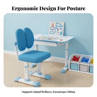 Kids Study Desk and Chair Set Large Work Surface Height Adjustable Student Desk Rounded Corners Ergonomic Children's Study Table for Students, Bedroom