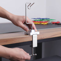 Screw-Tightened Clamp-on Airbrush Holder Metal Hook Arm Airbrush Stand Tabletop Clamp-on Holder Silver