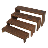 Collectible Display Steps Solid Wood Tiered Figurine Stand Space Saving Wooden Display Riser Set for Collectors, Desktop, Cabinet
