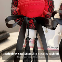 2 Pieces Chinese Design Hair Fastener S Handmade Doll-Like Hair Bun Caps Chinese Design Bun Cover Ribbon Knot Accent Doll-Like
