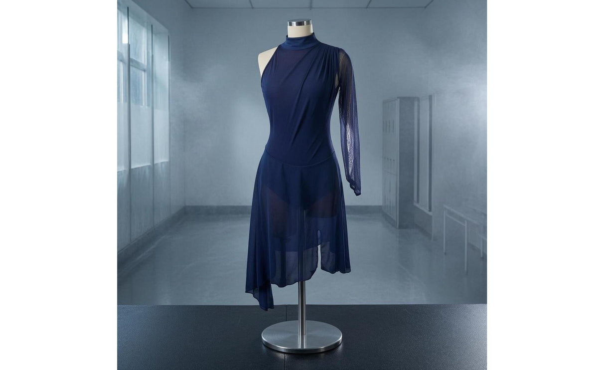 Figure Skating Dress Asymmetrical Hemline Skating Performance Dress Sports Clothing Competition Ready Soft