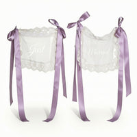 Tulle Chair Bows with Lace Transparent Chair-Back Decorations with Ribbons Sash Adjustable Elegant for Brides