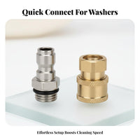 1/4 Inch Quick Coupler Set Leak-Tight Pressure Washer Quick Connect Adapter Heavy Duty Car Wash Foam Dispenser Connector for Professionals
