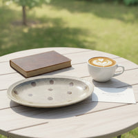 Oval Serving Plate Elegant Speckled Plate Handcrafted Dishware for Dessert, Coffee Break