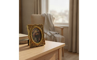 Resin Photo Frame Gold Oval Picture Frame Decorative for Desk