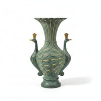 Mythical Bird Handle Vase Antique-Style Mouth Vase Bronze-Look Urn for Desk