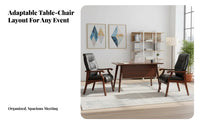glossy finished Finish Conference Table with Chairs long-lasting Construction Long Rostrum Desk with Chairs Formal Design Meeting Room Set Stain-Resistant Top for Committee Members, Business staffs, Professionals, Boardroom, Seminar Hall