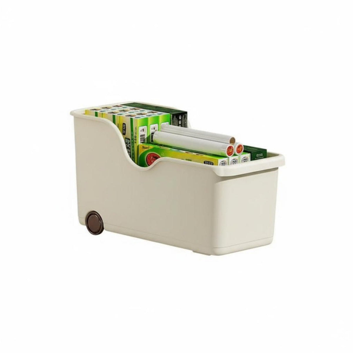 Wheeled Cabinet Basket With casters Rolling cart Easy Pull-accessible for Refrigerator