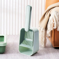 Cat Litter Sifter with Holder, Deep Basket Litter Scooper, Slotted Sand Sifter for Cats and Kittens, Cat Waste Scooper for Litter Cleaning Tool