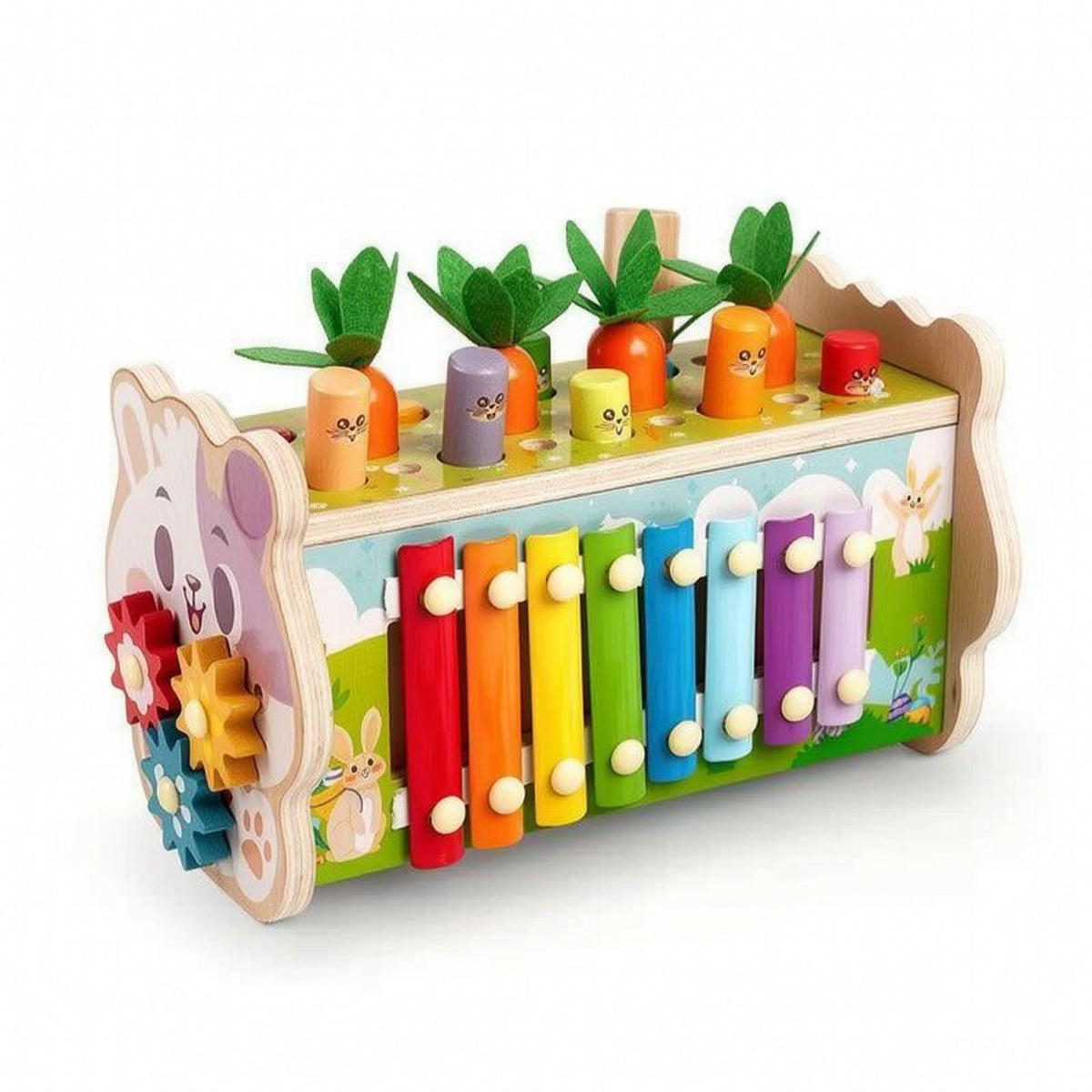 Multifunctional Lion Pounding Bench Hand-Eye Coordination Pounding Bench with Mallet Fine Motor Wooden Activity Box Educational for Preschoolers, Classroom