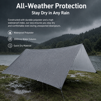 Camping Tarp 3-4 Person, Polyester Tarpaulin Silver Coated, Waterproof 1500mm Shelter Tarp for Wild Camping & Hikers