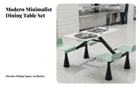 4 Person Dining Table Easy to Clean Unified Dining Unit High Load Bearing Rectangular Fast Dining Table for Employees, Cafeteria, Service Area