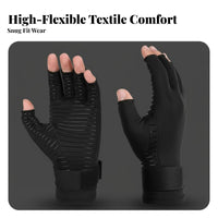 Anti-Slip Grip Fingerless Compression Gloves Copper Infused Joint Support Hand Brace Breathable Material for Workout, Daily Activities