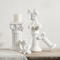 Nordic Resin Roman Column Candle Holder with Angel Figurine