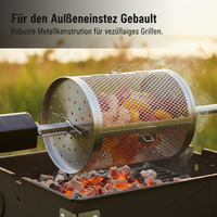 Rolling BBQ Grill Basket Rotisserie Smoker Cage for Outdoor Grilling